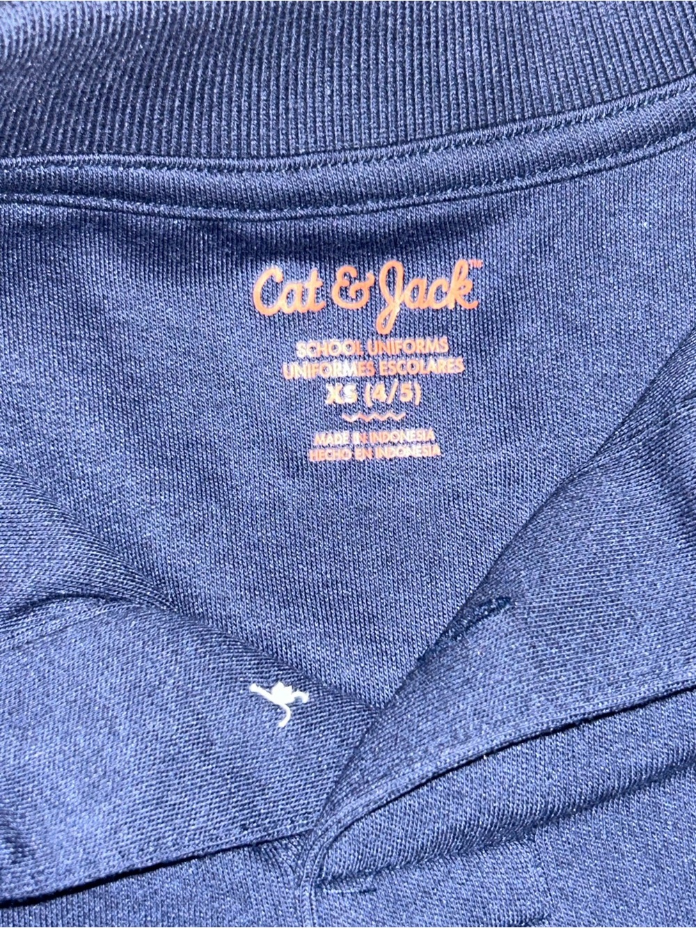 NWT Cat & Jack Kids Long Sleeve Uniform Polo Shirt Navy Blue Size 4/5 - Picture 4 of 6